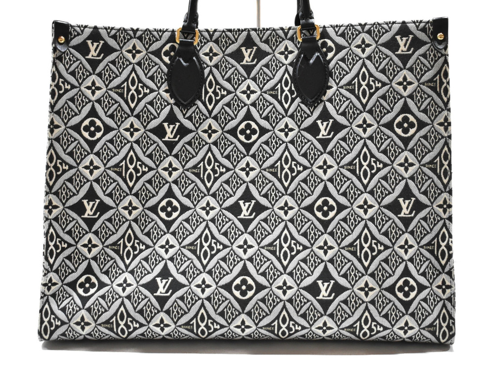 Louis Vuitton Jacquard Black Leather bag weave Tote Handbag OnTheGo